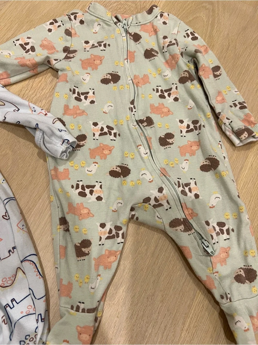 Old Navy Blue and Light Gray Kids Footie Sleepers - Floral, Animal & Farm Prints